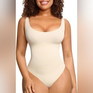 Bodysuits for Women Tummy Control Shapewear Seamless Scoop Neck Thong Bodysuit